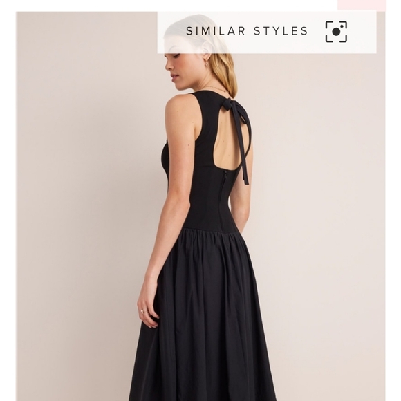 NWT - Francesca's Eliza Bubble Hem Black Midi Dress - Picture 2 of 2